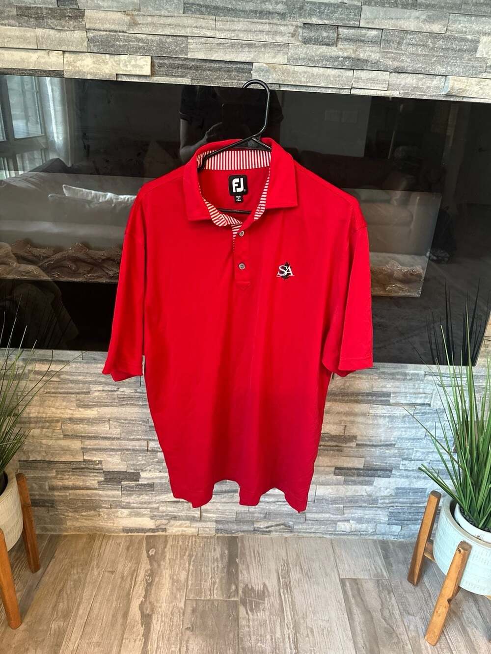 FootJoy Men's L Red Performance Golf Polo Shirt SA Country Club Logo